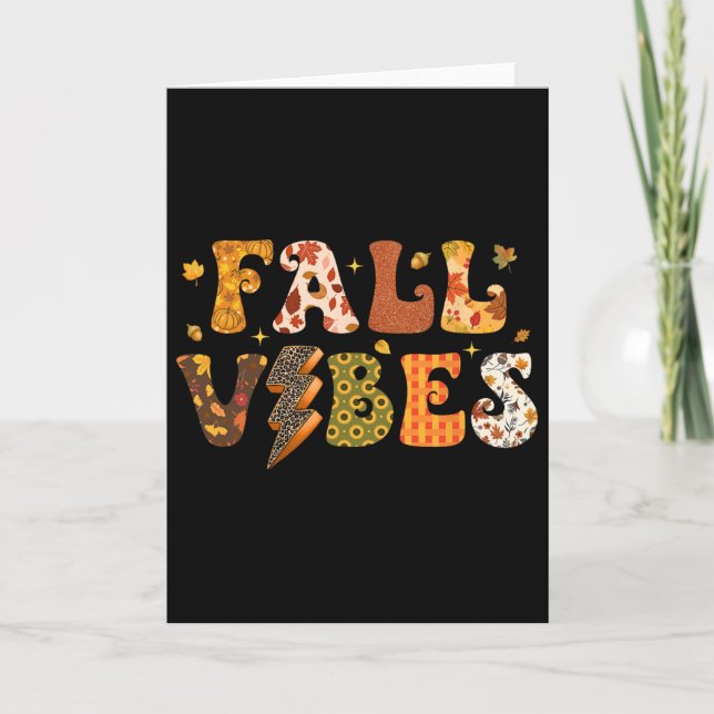 Fall Vibes Cute Fall Autumn Thanksgiving For Fall  Card (Front)