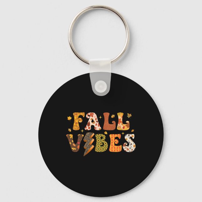 Fall Vibes Cute Fall Autumn Thanksgiving For Fall  Key Ring (Front)