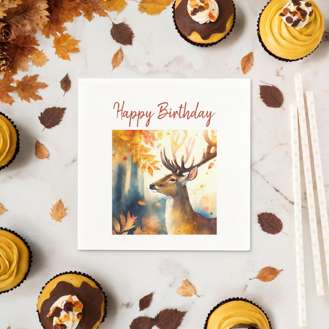 Fall vibes Deer - Birthday  Napkin (Creator Uploaded)