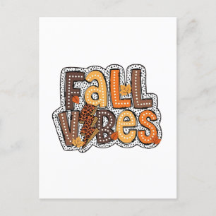 Fall Vibes Fall Leaves Pumpkin Spice Thanksgiving Invitation Postcard