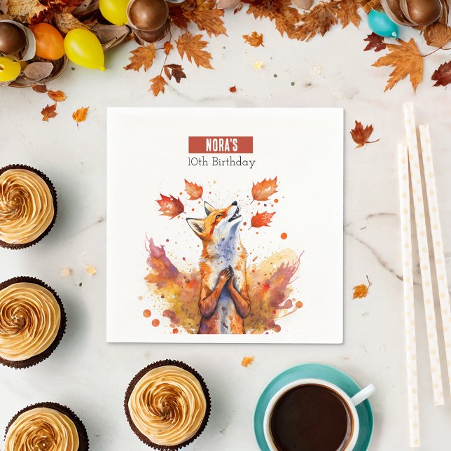 Fall vibes Fox -  Birthday Party - Napkin (Creator Uploaded)