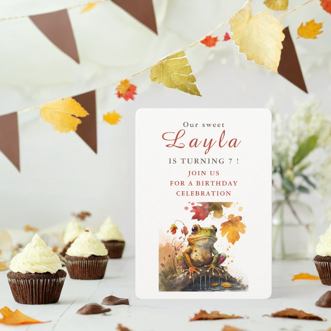 Fall vibes Frog - Birthday Invitation Card (Creator Uploaded)