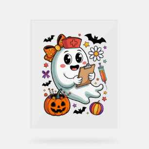Fall Vibes Ghost Nurse Autumn Acrylic Sign