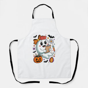 Fall Vibes Ghost Nurse Autumn Apron