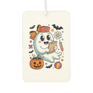 Fall Vibes Ghost Nurse Autumn Car Air Freshener