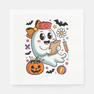 Fall Vibes Ghost Nurse Autumn Napkin