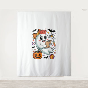 Fall Vibes Ghost Nurse Autumn Tapestry