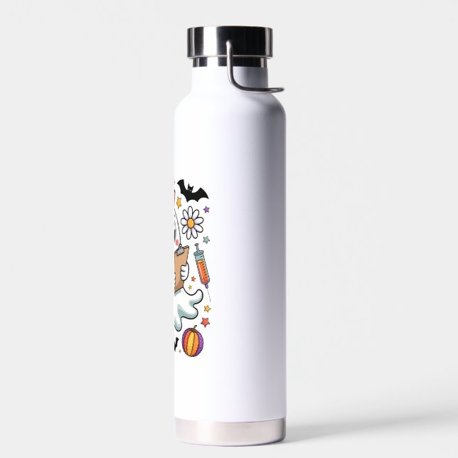 Fall Vibes Ghost Nurse Autumn Water Bottle (Left)