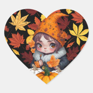 Fall Vibes Gnome Pumpkin Heart Hello Autumn Vibes  Sticker