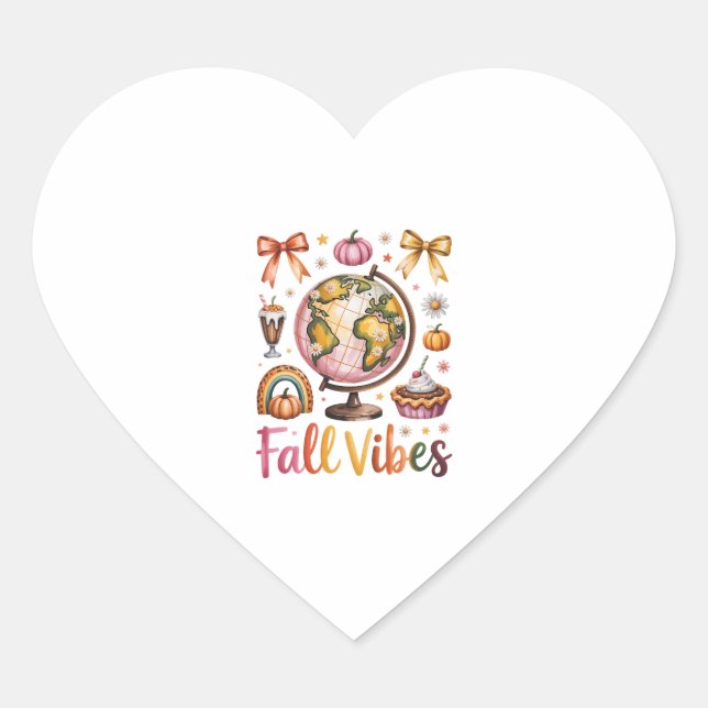 Fall Vibes Heart Sticker (Front)