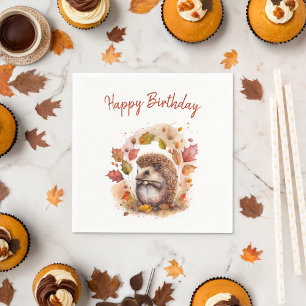Fall vibes Hedgehog - Birthday  Napkin