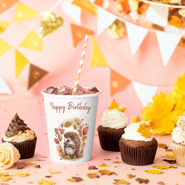 Fall vibes Hedgehog - Birthday  Paper Cups (Creator Uploaded)