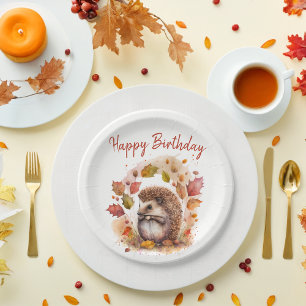 Fall vibes Hedgehog - Birthday  Paper Plate