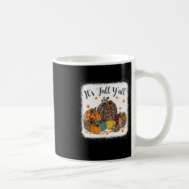 Fall Vibes It's Fall Y'all Leopard Pumpkin Autumn  Coffee Mug (Right)