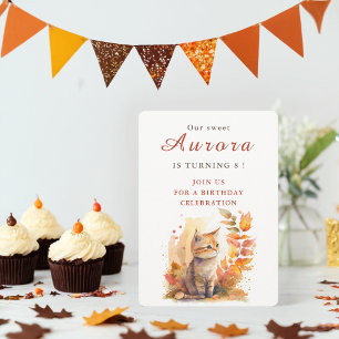 Fall vibes Kitten - Birthday Invitation Card