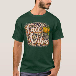 Fall Vibes Leopard Print Pumpkin Halloween 2022 T-Shirt