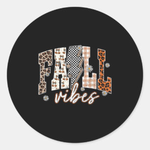 Fall Vibes Lightning Flower Thanksgiving Autumn Le Classic Round Sticker