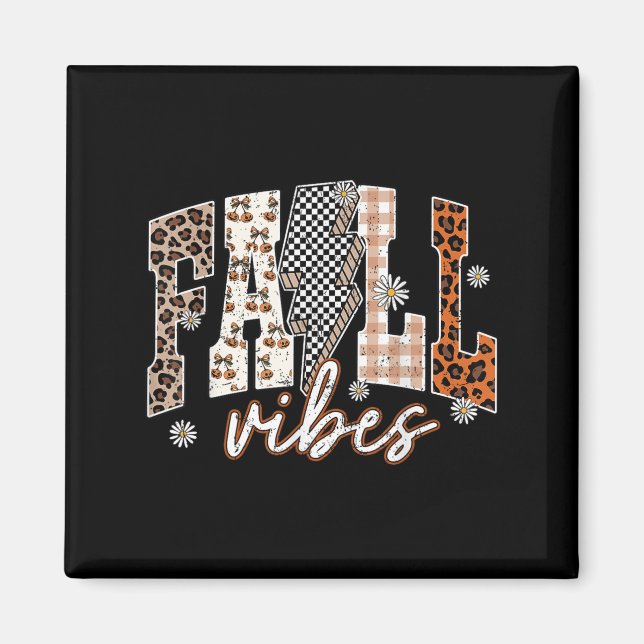 Fall Vibes Lightning Flower Thanksgiving Autumn Le Magnet (Front)