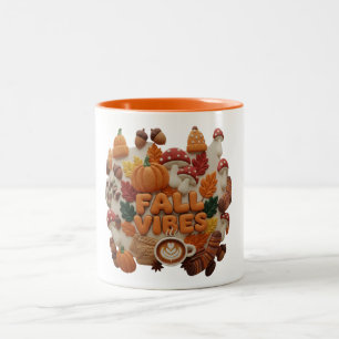 Fall Vibes Mug, Fall 2D Puff Coffee Two-Tone Coffee Mug