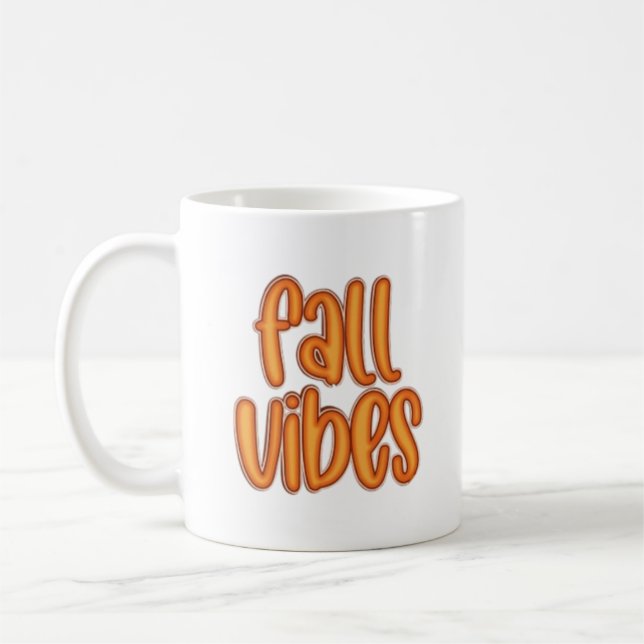 🍂 Fall Vibes Orange Text Graphic Coffee Mug (Left)