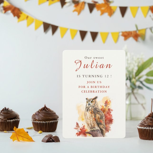 Fall vibes Owl - Birthday Invitation Card (Creator Uploaded)