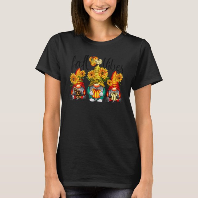 Fall Vibes Pumpkin Happy Fall Gnome Western T-Shirt (Front)