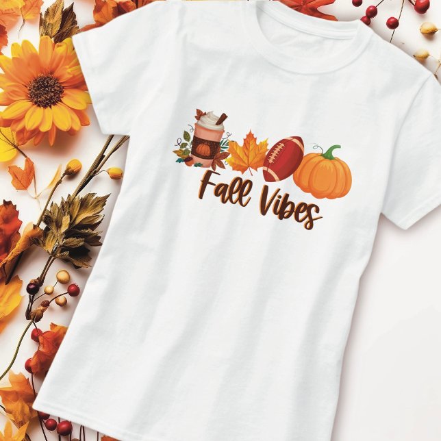 Fall Vibes Pumpkin Spice Football  T-Shirt (Creator Uploaded)