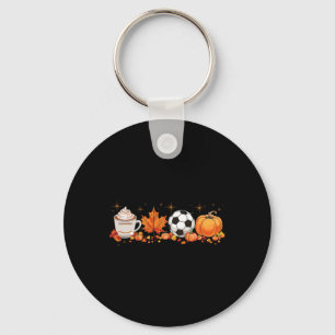 Fall Vibes Pumpkin Spice Soccer Halloween Autumn L Key Ring