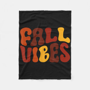 Fall Vibes Retro Thankful Vibes Autumn Groovy Than Fleece Blanket