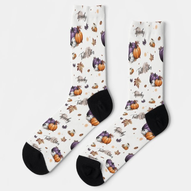 Fall Vibes Seamless Pattern  Socks (Left)