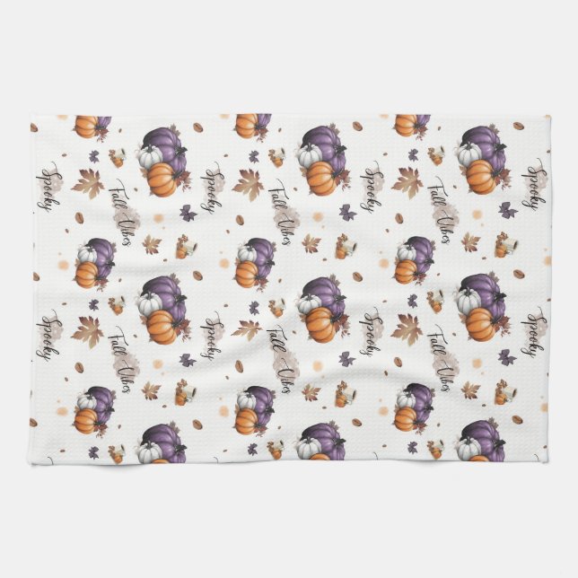 Fall Vibes Seamless Pattern  Tea Towel (Horizontal)