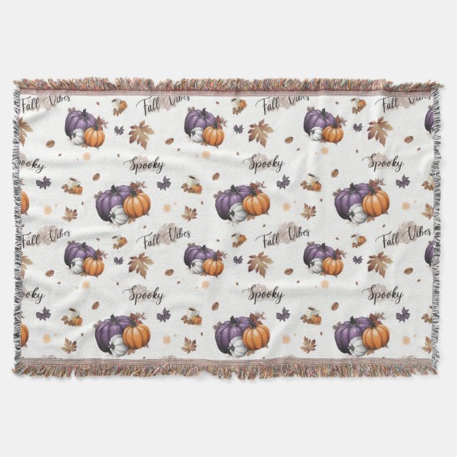 Fall Vibes Seamless Pattern  Throw Blanket (Front)