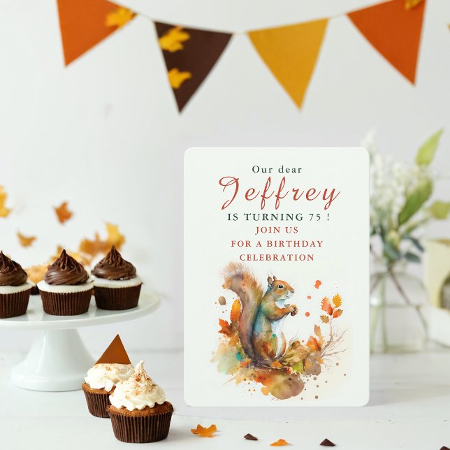 Fall vibes Squirrel - Birthday Invitation Card (Creator Uploaded)
