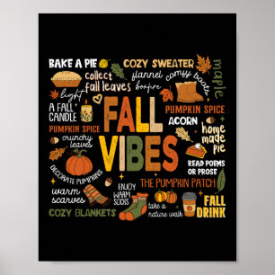 Fall Vibes Thanksgiving Halloween Family Matching  Poster