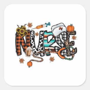 Fall Vibes That Nurse Life Nurse Fall Season Autum Square Sticker