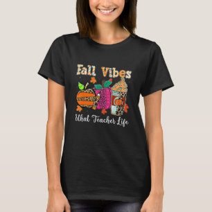 Fall Vibes & That Teacher Life Apple Pencil Pumpki T-Shirt
