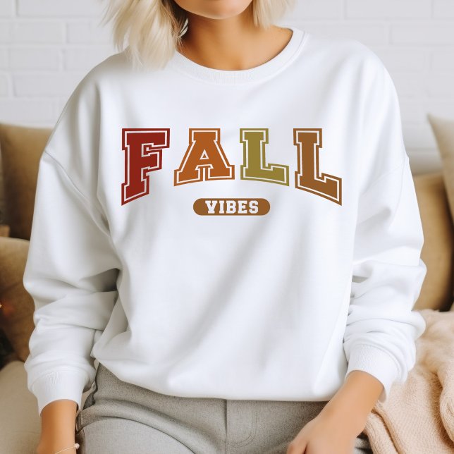 Fall Vibes Trendy Autumn Varsity Sweatshirt (Creator Uploaded)