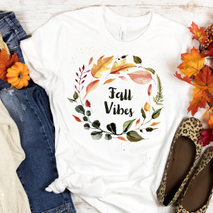 Fall Vibes Watercolor Autumn Leaves T-Shirt