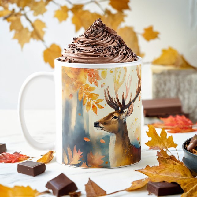 Fall Vibes Watercolor Deer -  Coffee Mug (Creator Uploaded)