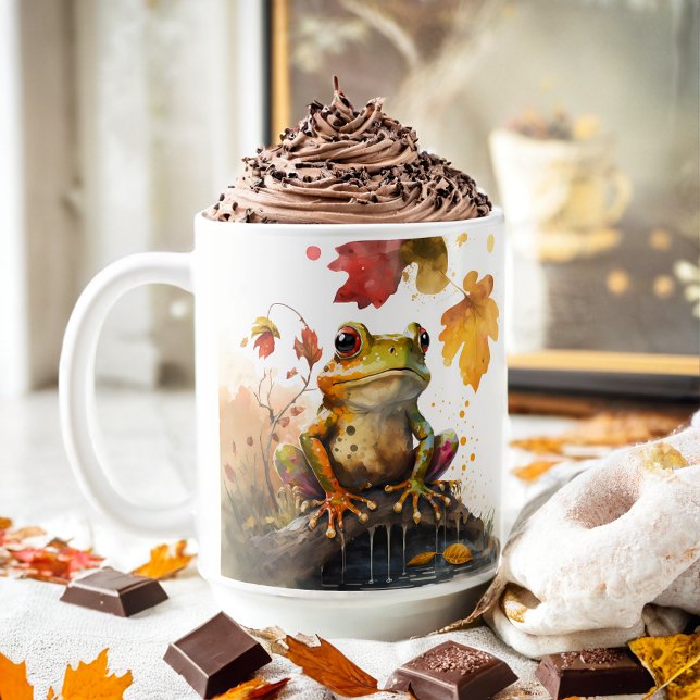 Fall Vibes Watercolor Frog -  Coffee Mug (Creator Uploaded)