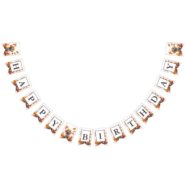 Fall Vibes Watercolor Puppy - Birthday  Bunting (All)