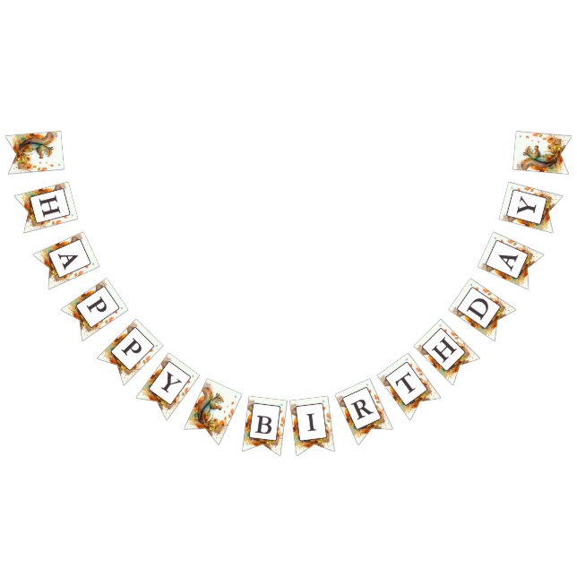 Fall Vibes Watercolor Squirrel - Birthday  Bunting (All)