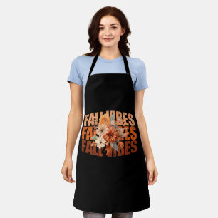 Fall vibes watercolor wildflowers leaves apron