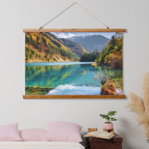 Fall View Arrow Bamboo Lake Mountains Jiuzhaigou Hanging Tapestry
