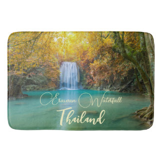 Fall View of Erawan Waterfall Thailand Bath Mat