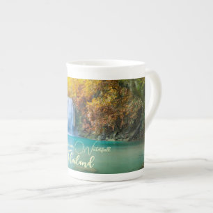 Fall View of Erawan Waterfall Thailand           Bone China Mug
