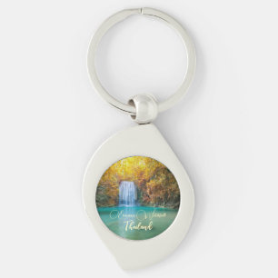 Fall View of Erawan Waterfall Thailand Key Ring