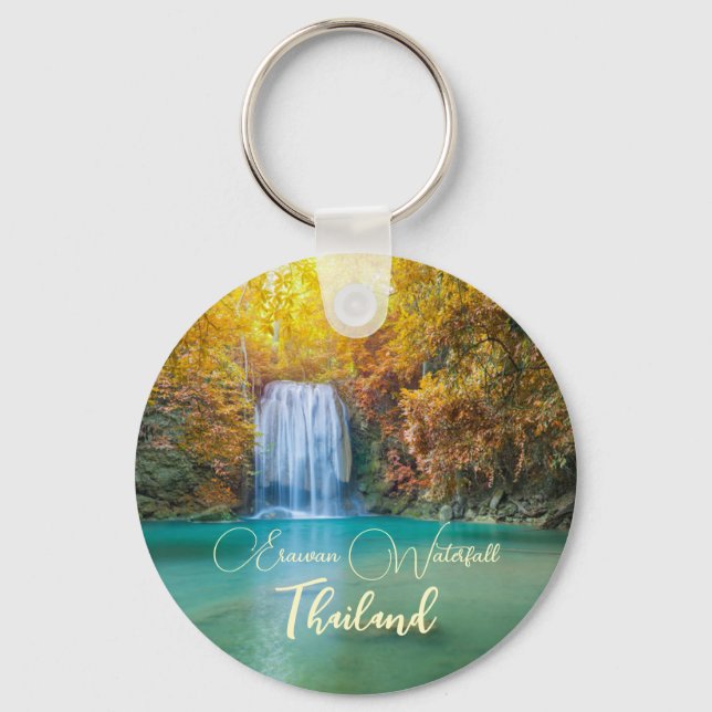 Fall View of Erawan Waterfall Thailand             Key Ring (Front)