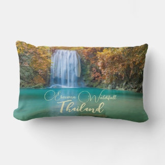 Fall View of Erawan Waterfall Thailand Lumbar Cushion