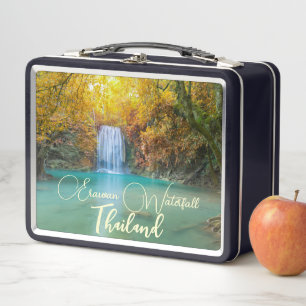 Fall View of Erawan Waterfall Thailand Metal Lunch Box